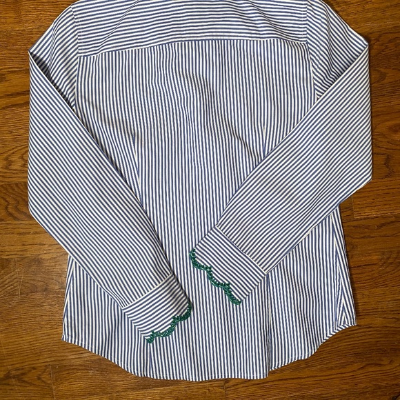J. CREW Embroidered Collar Striped Button Down Top - Picture 9 of 10